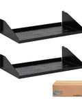 Top Shelf 2U Cantilever Rack Shelf Pair For 19 Inch Server Racks Built Different With Ventilating Steel Tray Holds Up To 50 Pounds shown in black.