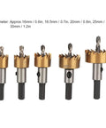 Fast Cutting High Speed Steel Hole Saw Set For Sheet Metal, 5 Piece Kit With Carbide Teeth For Quick Clean Holes, Boss Grade, Works With Drills, Drill Press, And Portable Machines On Steel, Iron, Stainless Steel And Thick Materials, 16-30mm set