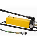 Portable Square Hydraulic Hand Pump High Pressure CP-800 2800CC Manual Oil Jack Unit with yellow unit and black handle for car repair.