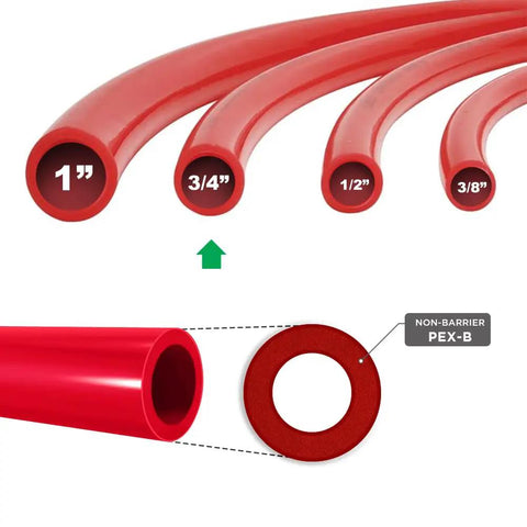 3/4 Inch PEX B Red Tubing 300 Ft For Hot Water And Potable Water Lines Indoor Outdoor Use Budget Friendly Plumbing Pipe
