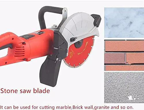 Badass Mini Circular Saw With 2200 Watt Power That Rips Right Through Wood Metal Stone Pro Grade Electric Slotting Machine on display with stone saw blade.