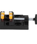 Rugged Drill Press Clamp For Woodworking, aluminum alloy bench vise with 55mm clamp range, no fuss easy turn knob, side view