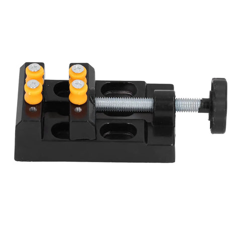 Rugged Drill Press Clamp For Woodworking, aluminum alloy bench vise with 55mm clamp range, no fuss easy turn knob, side view