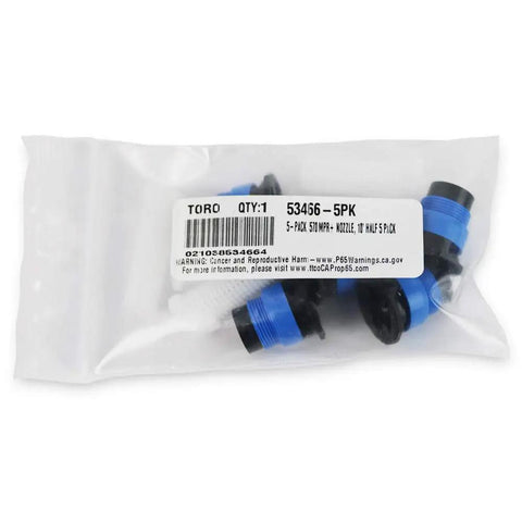 Five Pack 570 MPR Plus Nozzles With Ten Foot 180 Degree Spray Pre Installed Pressure Compensating Device in packaging