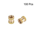 Knurled Brass Insert Nuts M2.5 X 4mm Length And 3.5mm Outer Diameter, Female Thread Embedment Kit, 100 Pcs, shown in detail