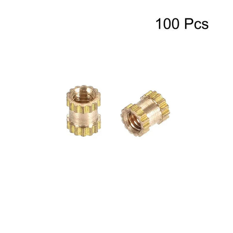 Knurled Brass Insert Nuts M2.5 X 4mm Length And 3.5mm Outer Diameter, Female Thread Embedment Kit, 100 Pcs, shown in detail