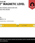 Magnetic 32 Inch Level Type 96M For Pros Heavy Duty Aluminum Body Rare Earth Magnets Grab Metal Surfaces Ultra Accurate Vials
