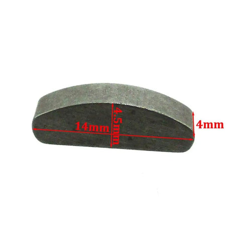 Woodruff Key from 5 Pack For Pit Dirt Bike Crank Or Flywheel Timing Key Locator, 14mm x 4.5mm x 4mm, showing dimensions