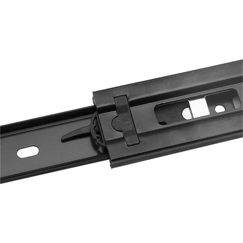 Close-up of Three Fold Full Extension Telescopic Drawer Slides With Ball Bearing Undermount, 14 Inch Black, Cold Rolled Steel Build