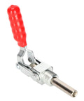 Push Pull Clamp Fixture for Welding and Machining, Beefy Heavy Duty Holding Tool with 136Kg Clamping Force, red lever, silver base