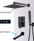 UMJIGF Shower System Wall Mounted Concealed Shower Faucet Set Multifunction Matte Black Shower Head and Swivel Tub Spout