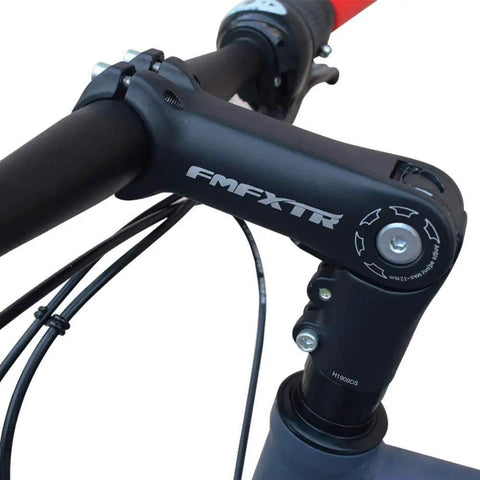 31.8Mm Adjustable Bike Stem 0 To 90 Degree, 110Mm Length, Fits 1.25 Inch Handlebars, installed on bicycle with angle adjustment visible.