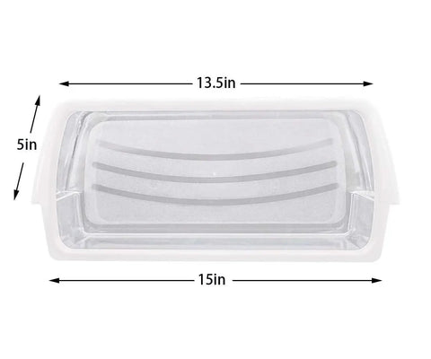 Pack Of 2 Clear Door Shelf Bins For Whirlpool Refrigerators Replacement WPW10321304 top view dimensions 15x5 inches