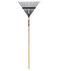Heavy Duty Steel Leaf Rake With 24 Inch Wide Head And 54 Inch Wood Handle For Quick Yard Cleanups Leaves Grass Thatch Debris Raking Tool