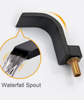 8 Inch Waterfall Bathroom Faucet For Sink, Widespread 3 Hole Lavatory Tap With High Arc Basin Mixer, Matte Black spout detail