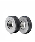 Left Metric Fine Tooth Thread Ring Gauge for Internal Threads, GR15 Bearing Steel, 58-65 HRC Hardness, showing knurled surfaces.