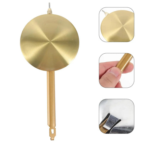 Metal Clock Pendulum Replacement Part 8.26 x 3.54 Inch with detailed views for DIY wall and grandfather clocks