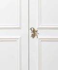 Antique Mantis Cabinet Pulls And Drawer Knobs For Dresser Closet Cupboards And Doors In Coffee Brass Finish on white wood