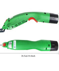 Cordless Electric Scissors For Fabric, Carpet, Sponge And Paperboard, Handy Dual Blade, 26.5cm length, green design
