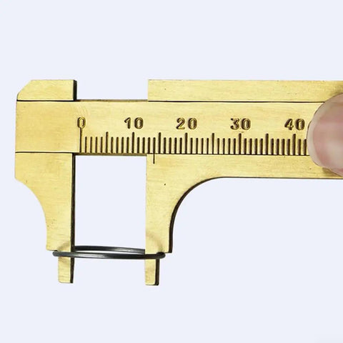 Brass Vernier Caliper Set 80 100mm sliding gauge ruler with double inch and metric scale measuring a small ring