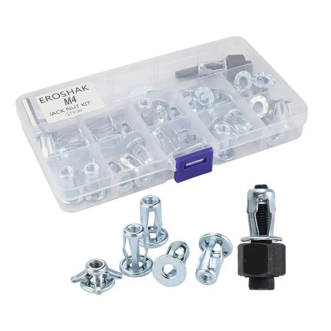 M4 Jack Nut With Installation Tool Kit, Threaded Insert Nuts For Plastic Polywood Pressboard And Hardboard, Rivnut Blind Nut