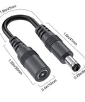 Heavy Duty Dc 5 5 X 2 1 Mm Power Extension Cord 22Awg Plug And Play Cable for LED strips, security cameras with dimensions shown.
