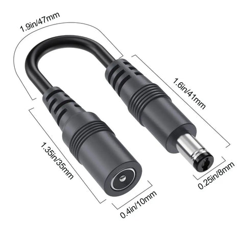 Heavy Duty Dc 5 5 X 2 1 Mm Power Extension Cord 22Awg Plug And Play Cable for LED strips, security cameras with dimensions shown.