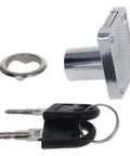 Solid As A Rock Zinc Alloy Square Cabinet Lock Nickel Plated Exterior with keys and snap ring for drawers and desks.