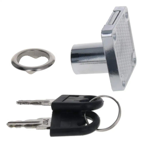 Solid As A Rock Zinc Alloy Square Cabinet Lock Nickel Plated Exterior with keys and snap ring for drawers and desks.
