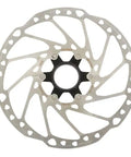 Centerlock Disc Brake Rotor 203mm SM-RT64 Two Piece Design in silver finish, featuring heat dissipation holes, for mountain biking