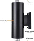 Image of Dusk to Dawn Outdoor Wall Light Set With Sensor Auto On Auto Off Aluminum Waterproof Exterior Sconce with labeled parts