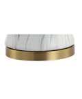 Base of 28-Inch White And Gold Ceramic Marble LED Table Lamp With Hand-Painted Faux Marble Base And White Linen Drum Shade For Living Room And Bedroom LED Bulb Included