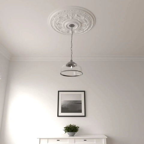 Thirty And Five Eighths Inch Ceiling Medallion With Two And A Half Inch Projection Fits Canopies Up To Six And Three Quarters Inches