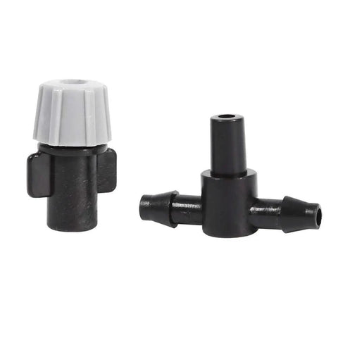 Close-up of adjustable sprinkler drip heads and tee joints for 20 Piece Adjustable Sprinkler Drip Heads With Tee Joints Watering Mister System For Garden Lawn Farm No-Fuss Easy Setup Lightweight Durable Plastic For Precise Misting And Efficient Irrigation.
