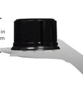 Side view of black Neck Strip Dispenser With Neck Strips Case And Paper Covering Container showing dimensions.
