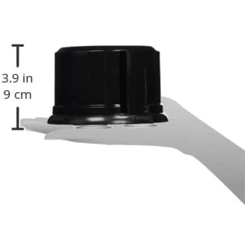 Side view of black Neck Strip Dispenser With Neck Strips Case And Paper Covering Container showing dimensions.