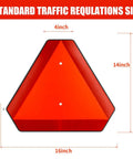 Slow Moving Vehicle Sign 14x16 Reflective Triangle Plastic Engineering Grade For Golf Carts Meets ASAE S276.4, 600 Feet Visibility