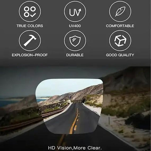 Hella Durable Photochromic Polarized Safety Glasses With Tough As Nails Impact Resistant Polycarbonate Lenses and Protective Side Shields For Beast Mode Outdoor Activities showing features like UV400 and comfortable fit.