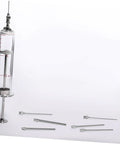 Top Tier Stainless Steel Luer Lock Dispensing Needles 12 Pack Blunt Tip Syringe Tips For Glue Ink And Adhesive 2.40 Inch Slick Flow Kit For Garage And Lab Runs with syringe and blunt tips.
