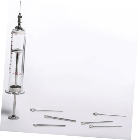 Top Tier Stainless Steel Luer Lock Dispensing Needles 12 Pack Blunt Tip Syringe Tips For Glue Ink And Adhesive 2.40 Inch Slick Flow Kit For Garage And Lab Runs with syringe and blunt tips.