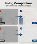Comparison of wall cracks before and after repair using All In One Wall Patch Repair Paste Kit For Drywall Cracks And Holes.