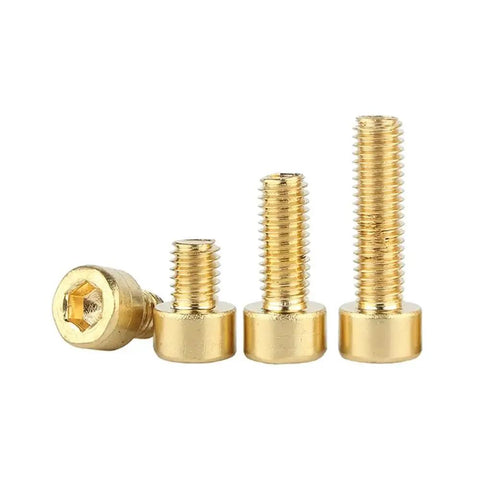 Solid Brass Copper Hex Socket Cap Machine Bolts M3 M4 M5 Precision Thread Fasteners in various lengths for DIY projects.