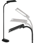 WingShade Adjustable Floor Lamp With 18W Energy Efficient Tube showing rotating black shade for crafts, tasks, and reading.