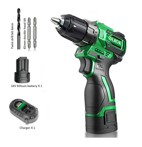 Heavy Duty Brushless Impact Wrench 16 Volt Cordless Power Tool Crushing 380 Nm Torque with battery and charger included.