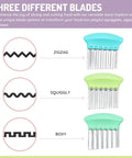 melii stainless steel crinkle cutters, 3-pack with blue, mint and lime handles; zigzag, squiggly, and boxy blades