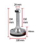 Heavy Duty Adjustable Furniture Leveling Feet With Non Slip Rubber Bottoms Rock Solid Screw Legs For Wobbly Tables Chairs Cabinets And Sofas Super Sturdy Carbon Steel Two Pack dimensions 24mm screw, 100mm base.