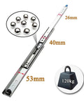No Nonsense Heavy Duty Ball Bearing Drawer Slides With Solid Locking Feature 53mm steel slide with 7 balls for 120kg load.