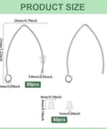 V Shape Stainless Steel Earring Hooks 0.7mm Pin Ear Wires With Loop For Dangle Earrings Great For DIY Jewelry Making diagram