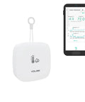 Outdoor Temperature And Humidity Sensor With 1000 Foot Range And Two Year Battery Life Real Time App Text Email Alerts Works With Alexa And IFTTT No Monthly Subs Hub Required, white sensor with phone app display