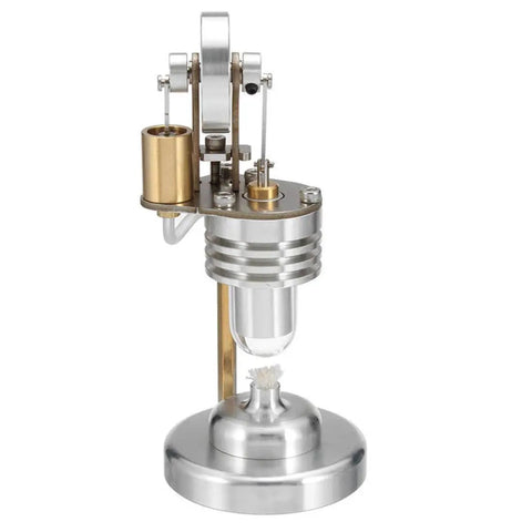 Stirling Engine Kit With Metal Piston And Cool Cylinder, Quartz Heating Tube, Micro Vertical Model, Ready-To-Operate Setup For Hands-On STEM Fun, Durable Metal Build, Includes Alcohol Lamp For Quick Start Learning shown with alcohol lamp